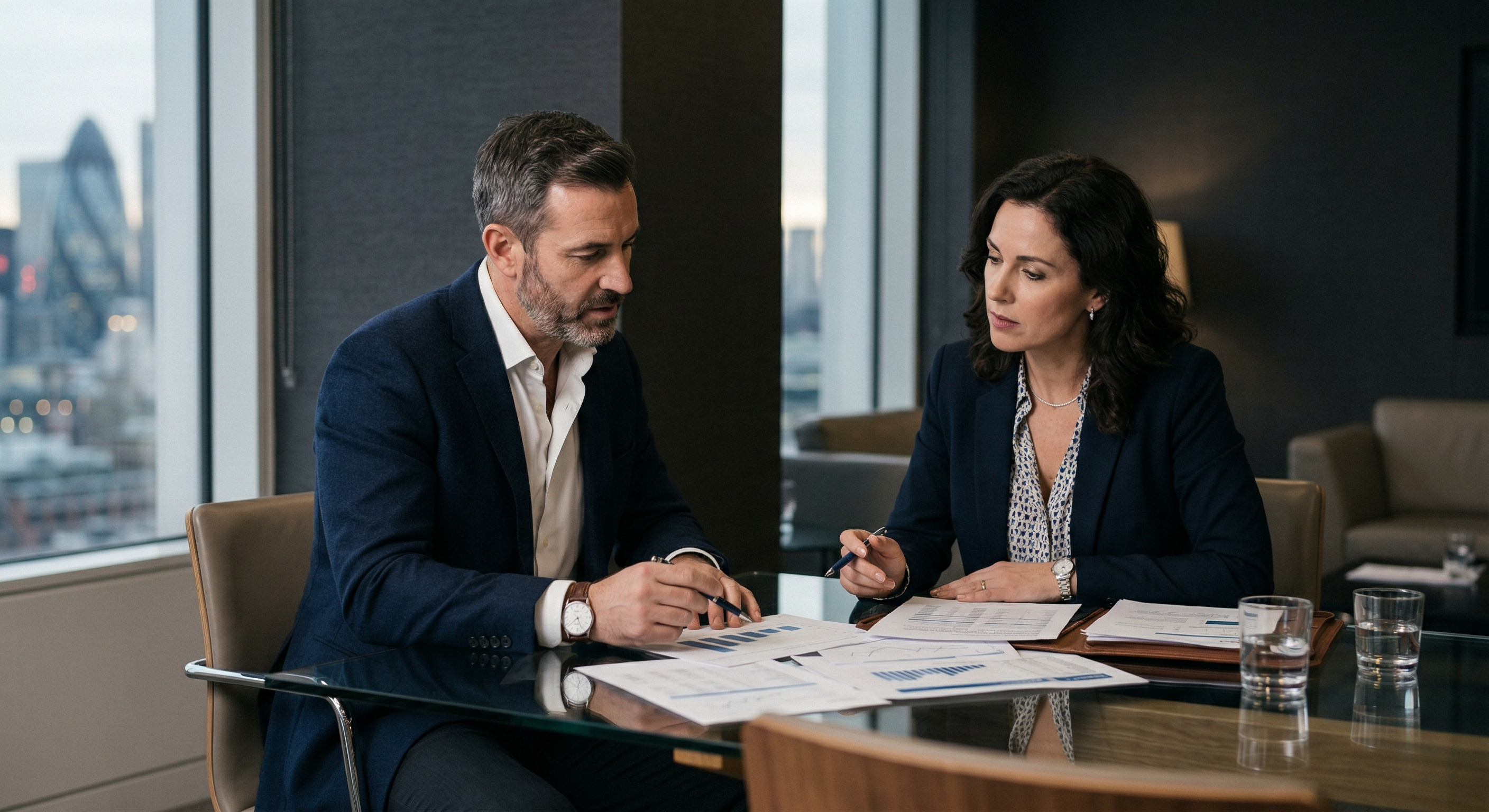 Business professionals reviewing R&D tax documents